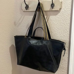 Latico Black Tote Bag with Gold Accents